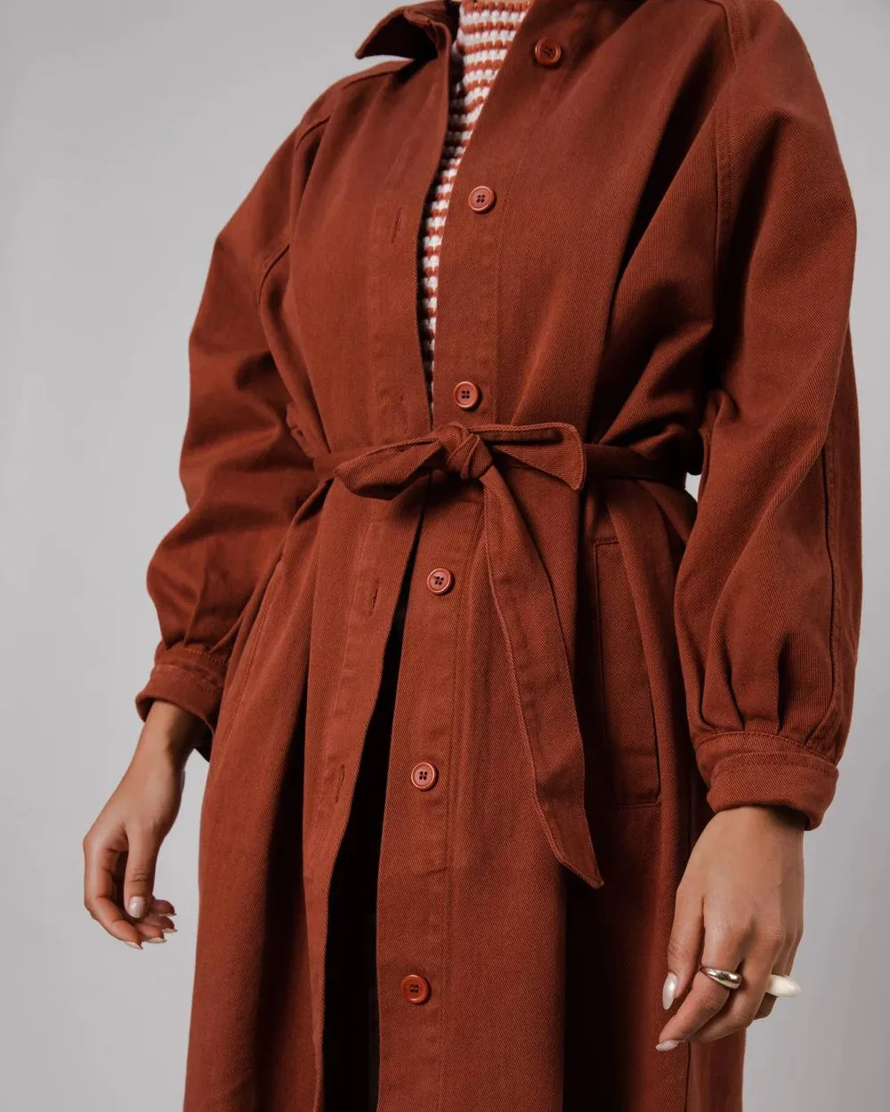 Trench twill en coton bio | marron "twill jacket sequoia" femme